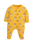 JoJo Maman Bébé Baby Zebra Print Zip Sleepsuit, Mustard/Multi