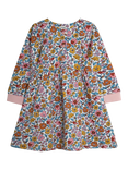 JoJo Maman Bébé Kids' Autumn Floral Button Front Cotton Dress, Multi