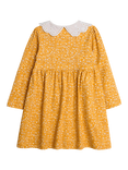 JoJo Maman Bébé Kids' Ditsy Floral Print Broderie Collar Dress, Mustard