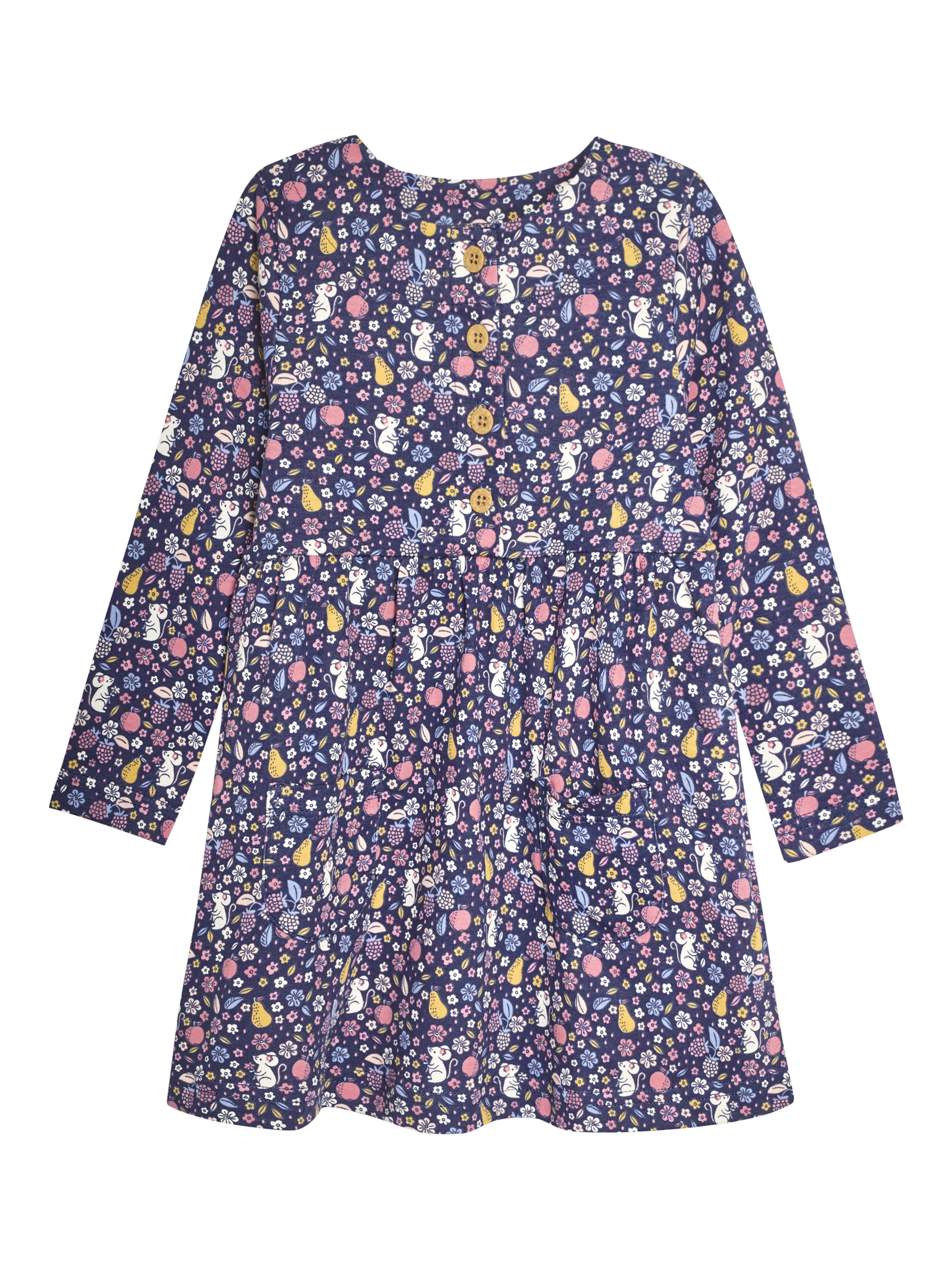 JoJo Maman Bébé Kids' Fruit & Mouse Floral Dress, Multi
