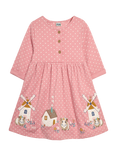 JoJo Maman Bébé Kids' Guinea Pig Applique Dress, Pink/Multi