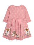 JoJo Maman Bébé Kids' Guinea Pig Applique Dress, Pink/Multi