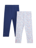 JoJo Maman Bébé Kids' Bloom Leggings, Pack of 2, Navy