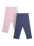 JoJo Maman Bébé Kids' Ribbed Leggings, Pack of 2, Pink/Blue