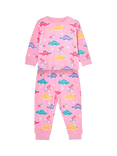 JoJo Maman Bébé Kids' Glow In The Dark Dinosaur Pyjama Set, Pink/Multi