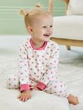 JoJo Maman Bébé Kids' Heart Jersey Pyjama Set, Cream/Pink