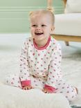 JoJo Maman Bébé Kids' Heart Jersey Pyjama Set, Cream/Pink