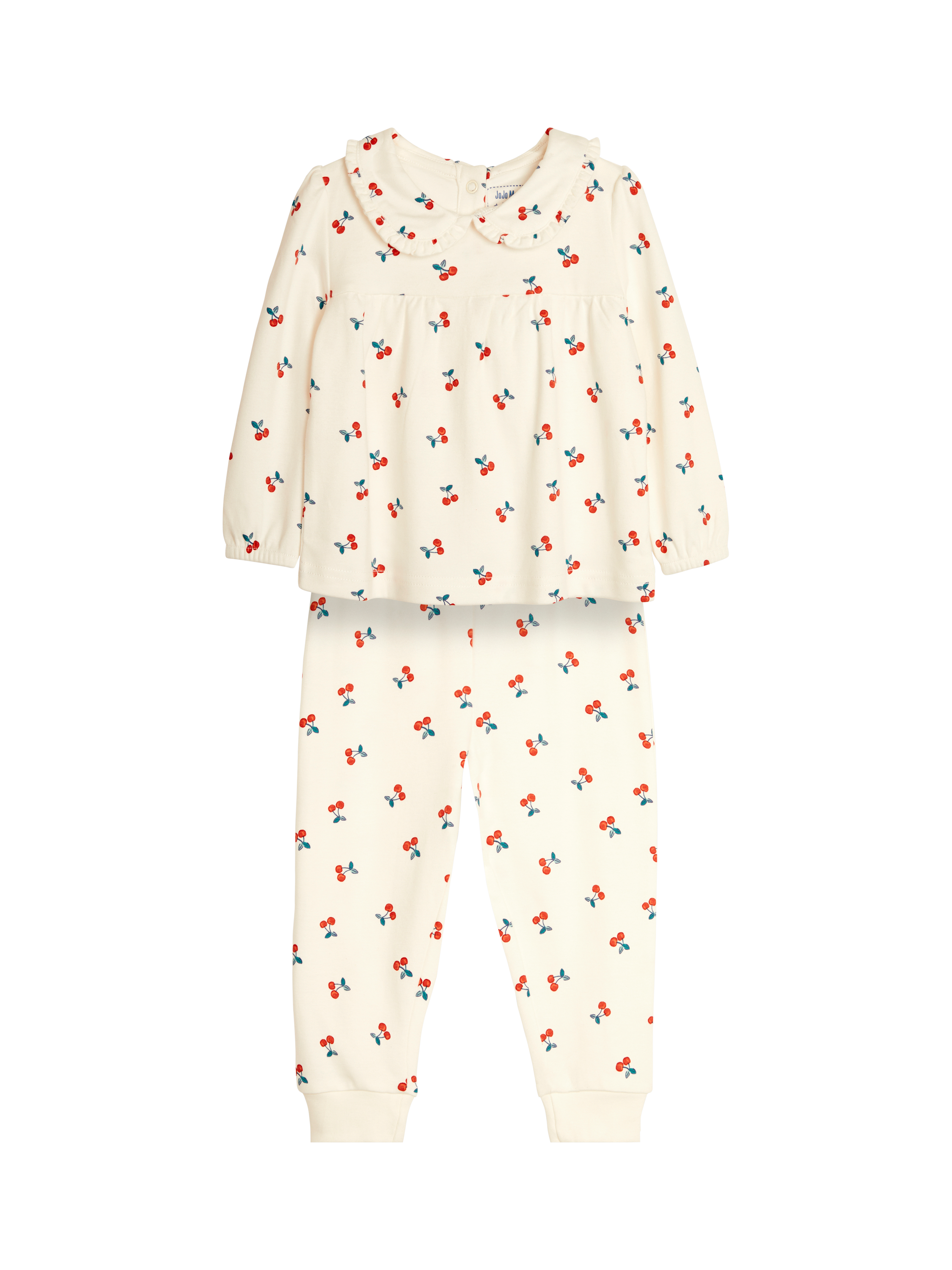 JoJo Maman Bébé Kids' Pretty Cherry Pyjama Set, Cream/Multi