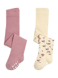 JoJo Maman Bébé Kids' Cotton Tights, Pack of 2, Pink/Multi