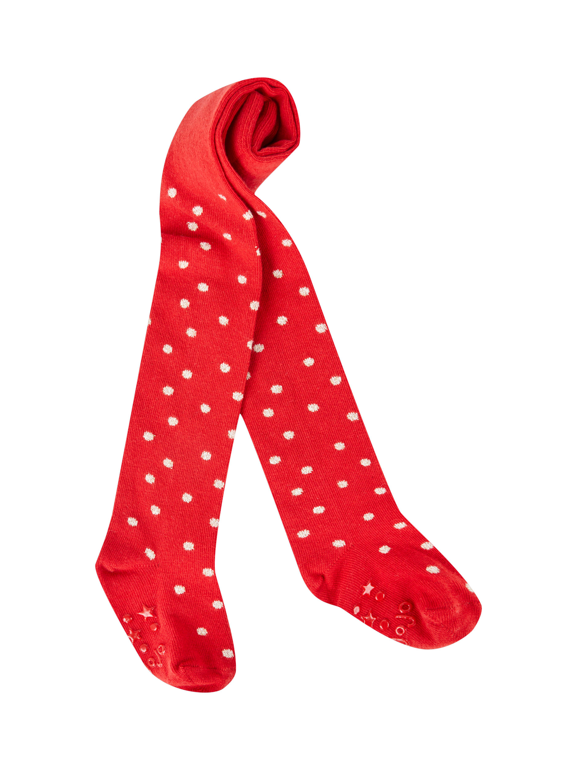 JoJo Maman Bébé Kids' Cotton Rich Spotty Tights, Red/White