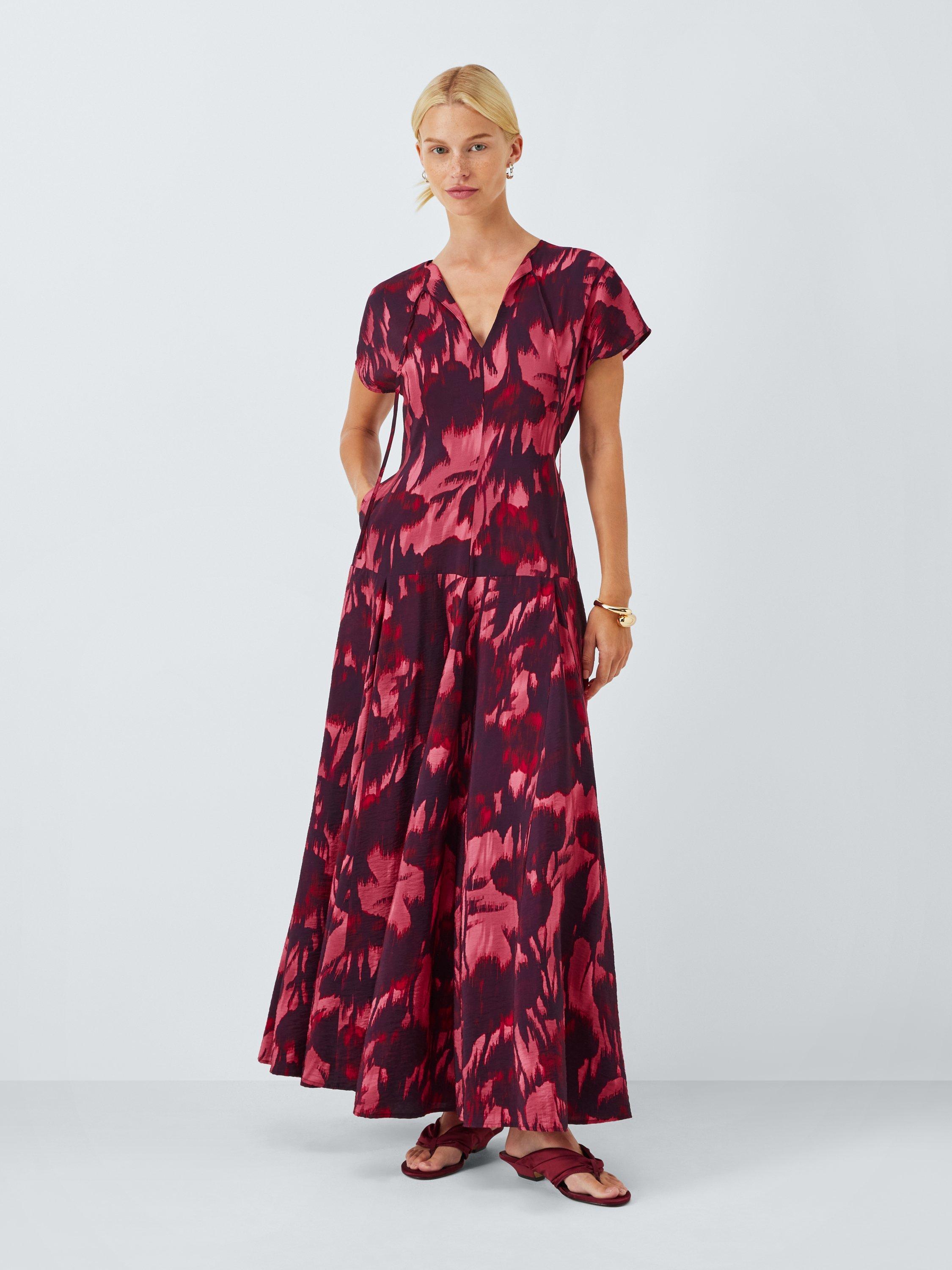 John Lewis Vivi Bloom Godet Dress, Pink/Multi