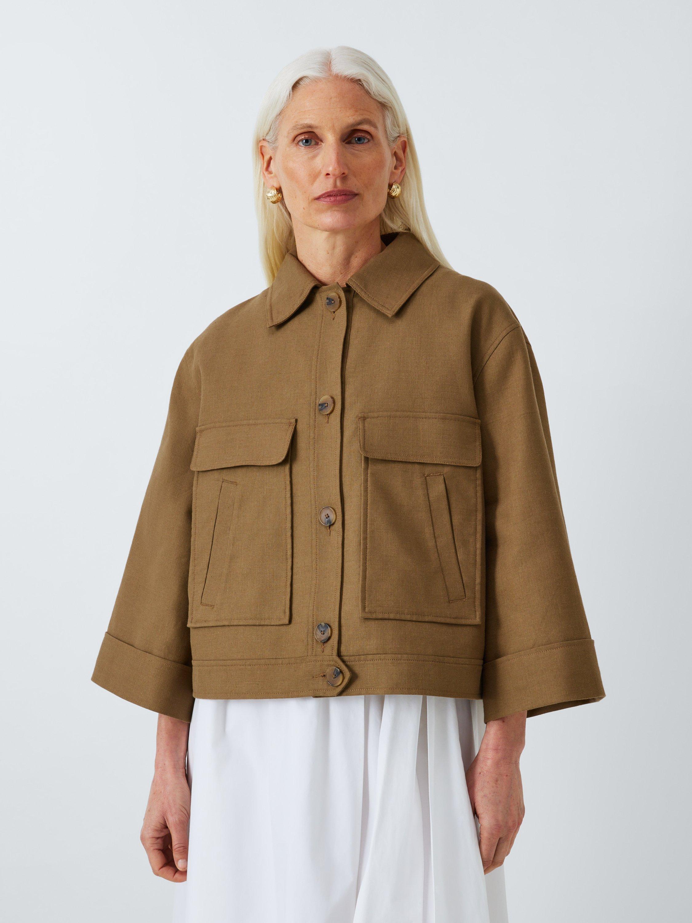 Product image 1 of 6, which shows John Lewis Cotton Linen Blend Jacket, Khaki, 8