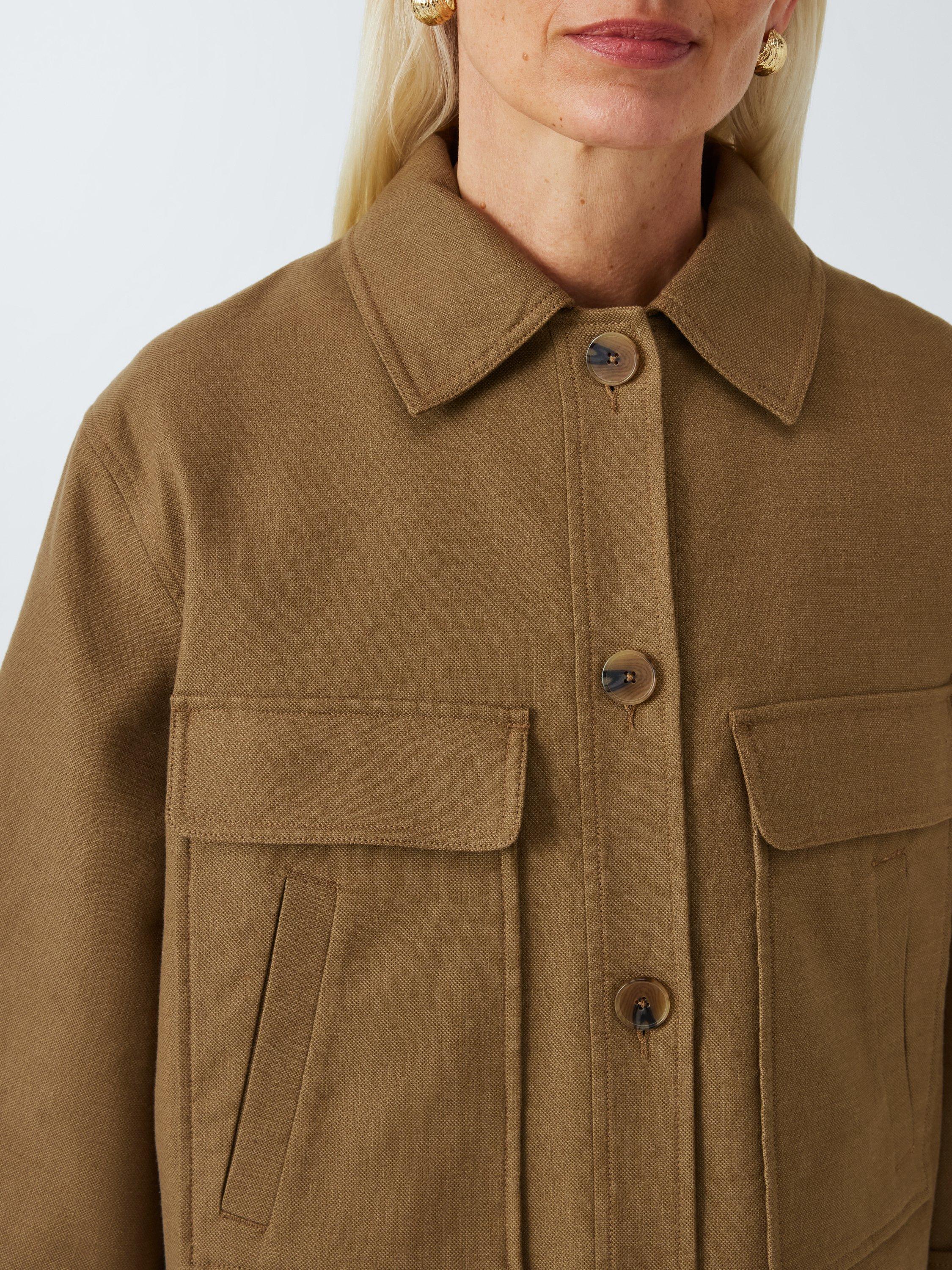 Product image 5 of 6, which shows John Lewis Cotton Linen Blend Jacket, Khaki, 8