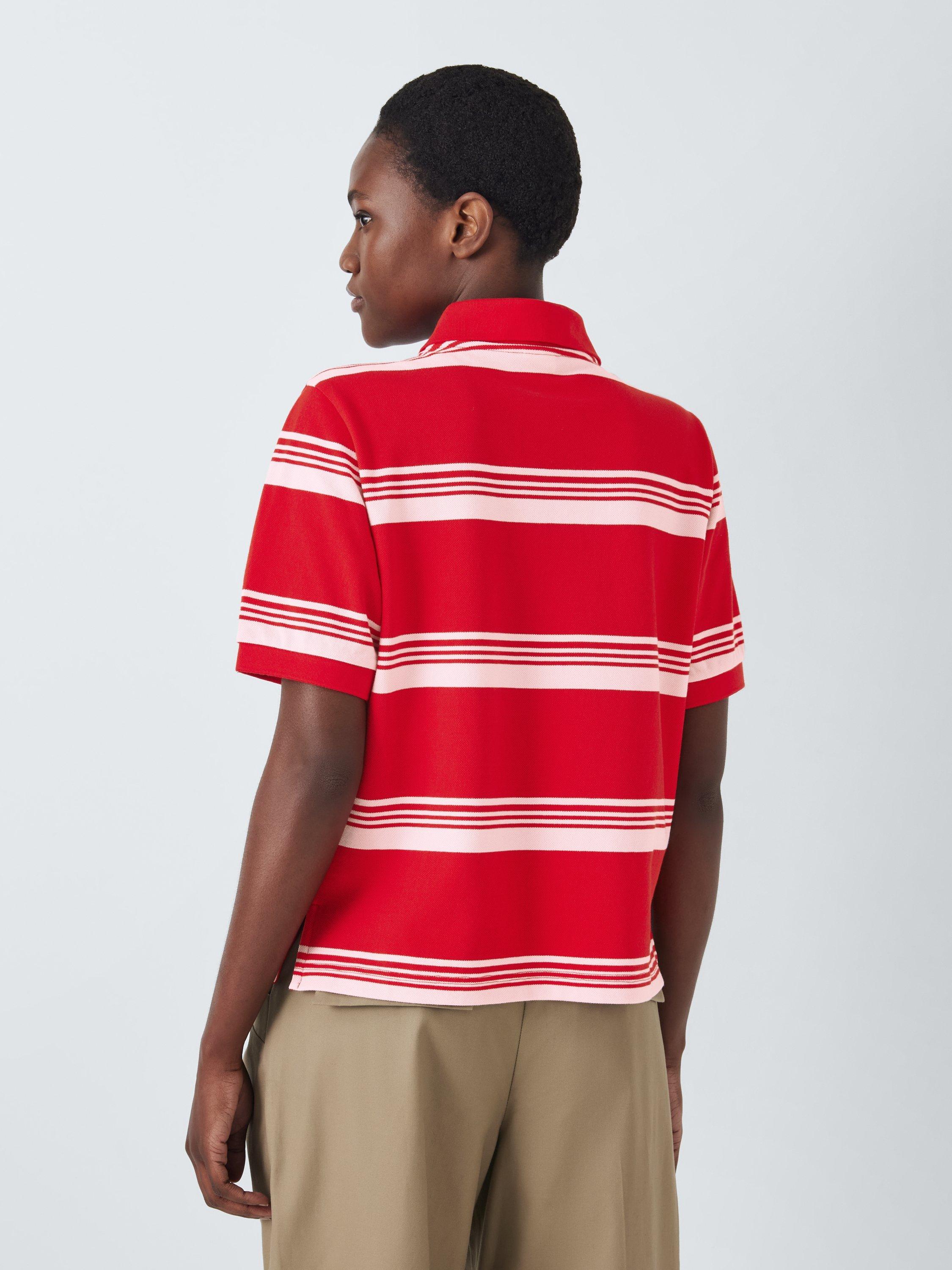 Product image 2 of 6, which shows John Lewis Stripe Polo Shirt, Red/Pink, 12