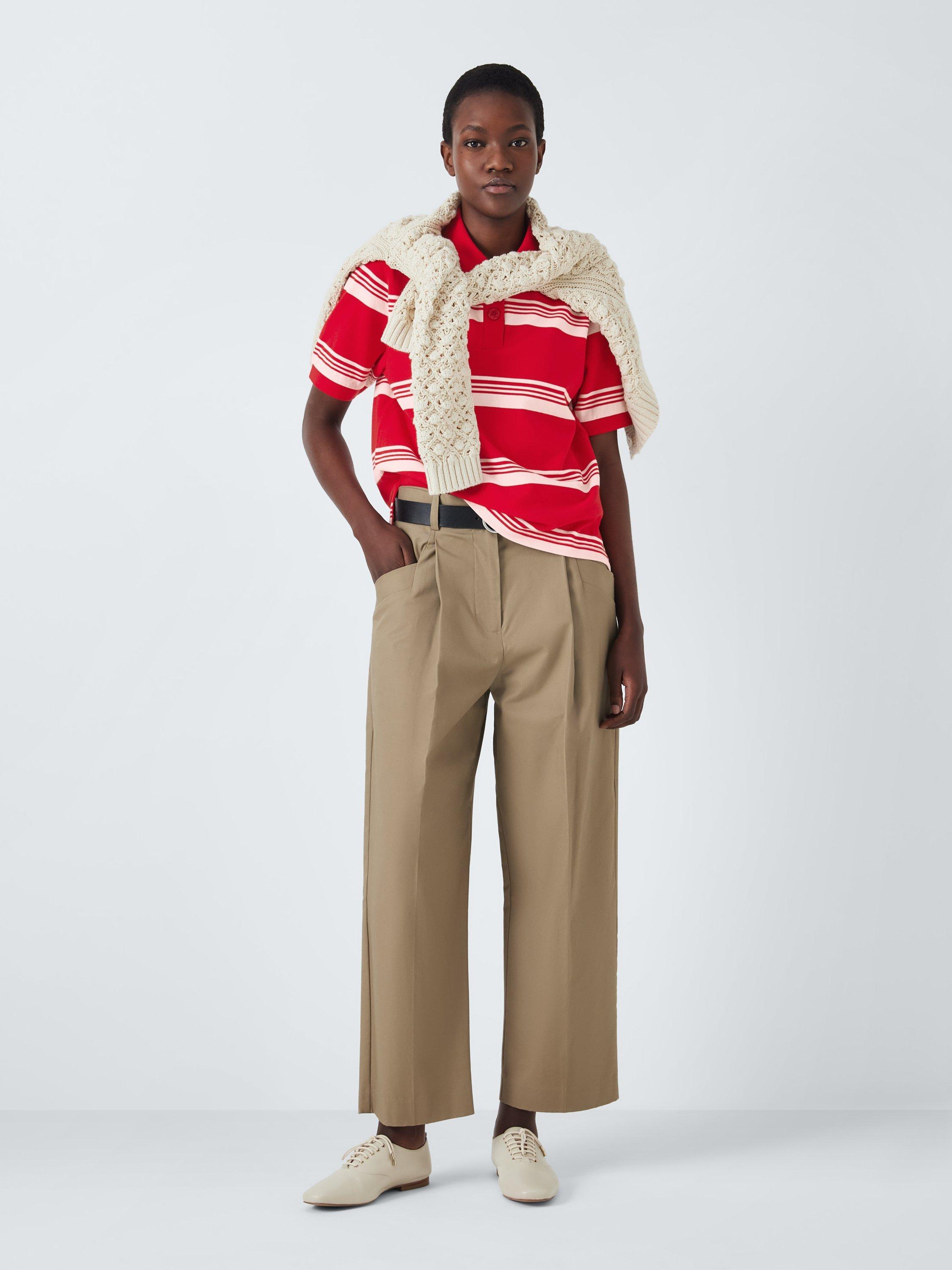 Product image 3 of 6, which shows John Lewis Stripe Polo Shirt, Red/Pink, 12