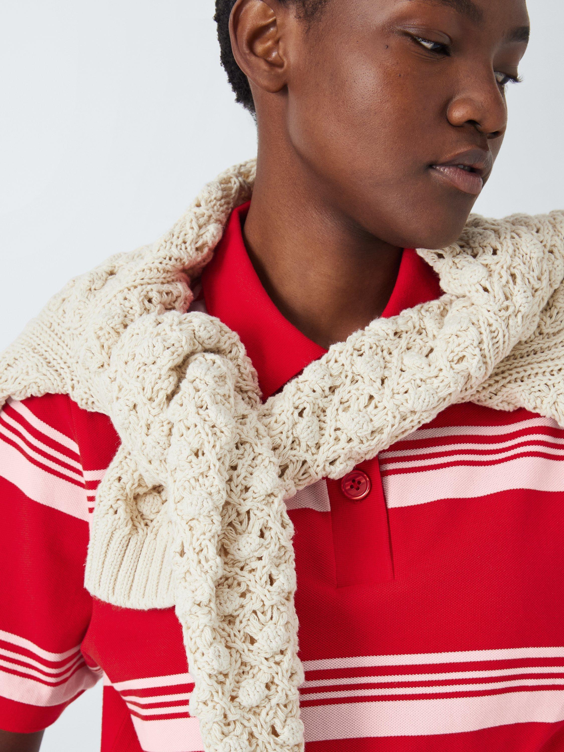 Product image 5 of 6, which shows John Lewis Stripe Polo Shirt, Red/Pink, 12