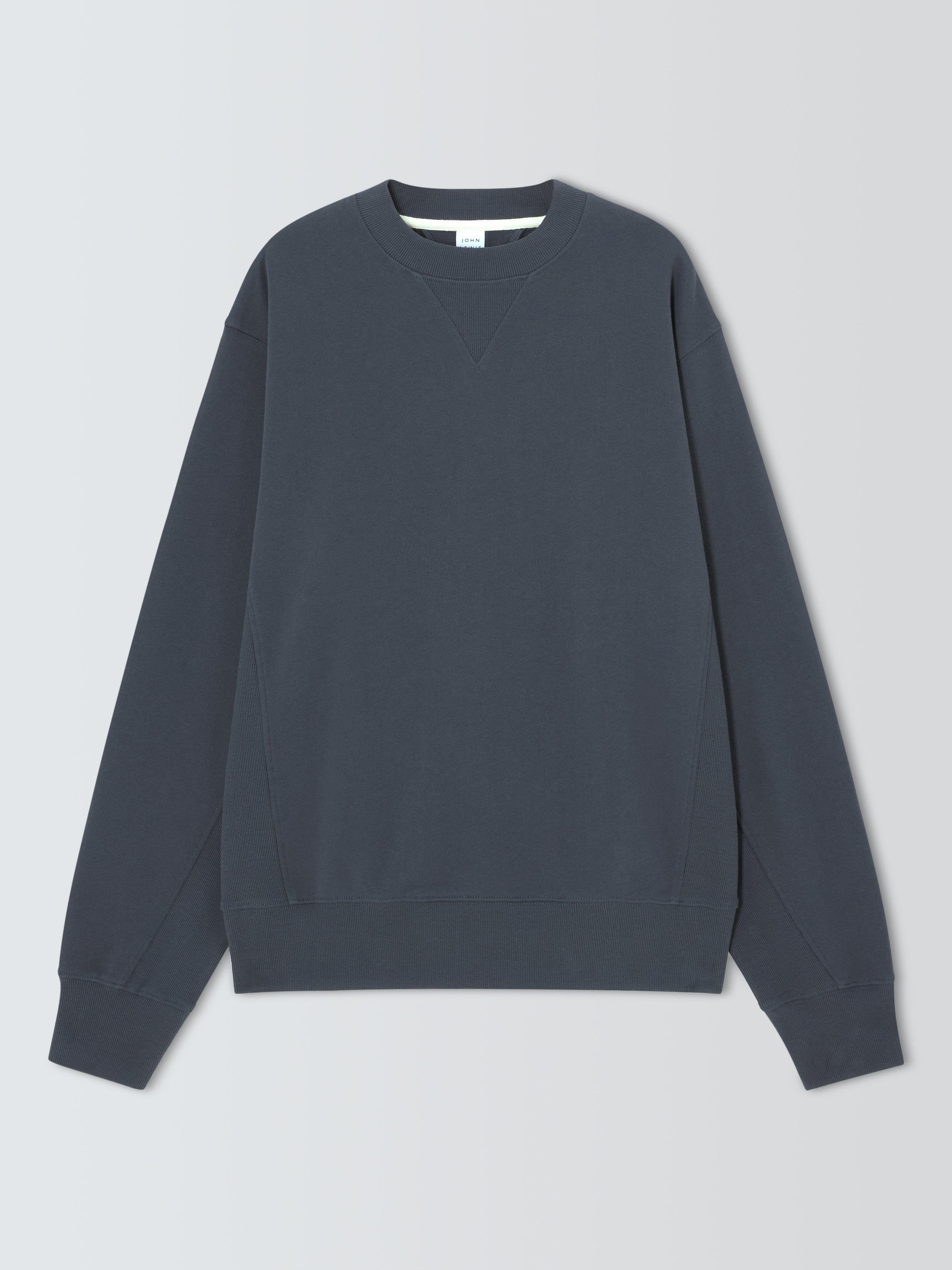 Product image 3 of 5, which shows John Lewis Crew Neck Rib Panel Cotton Sweatshirt, Ebony, S