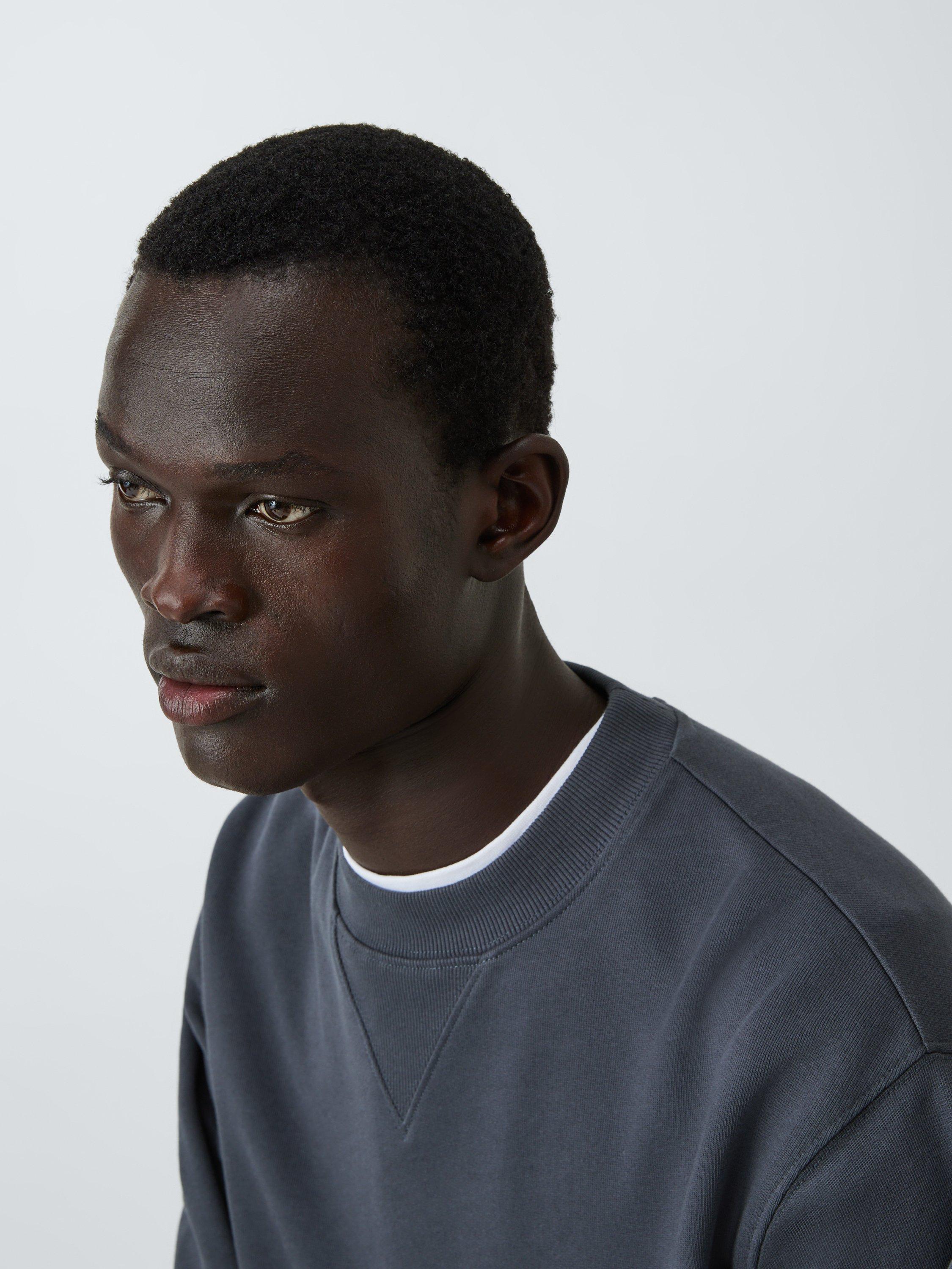 Product image 5 of 5, which shows John Lewis Crew Neck Rib Panel Cotton Sweatshirt, Ebony, S