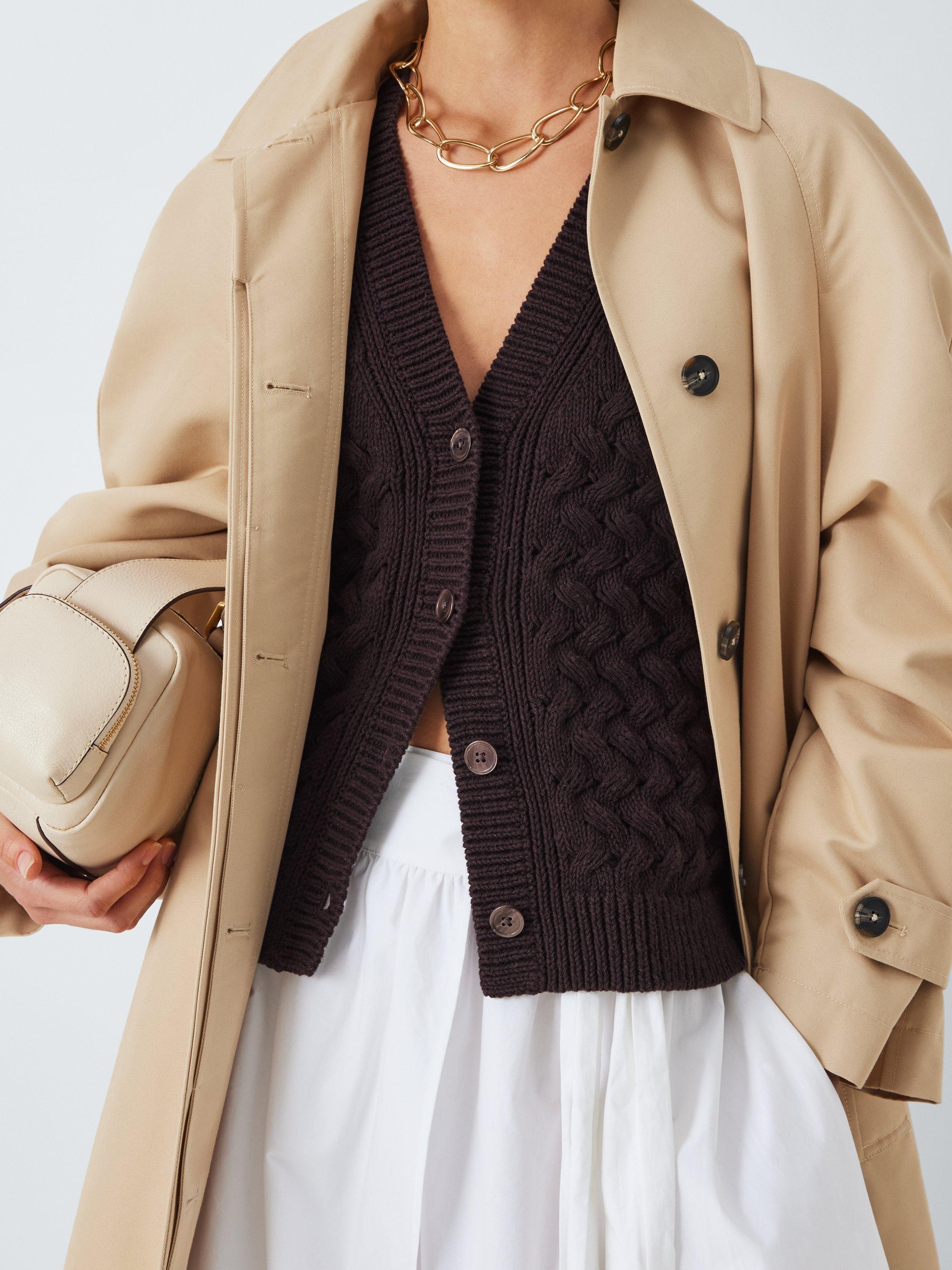 Product image 6 of 6, which shows John Lewis Cotton Linen Blend Textured Knit Waistcoat, Dark Brown, XS