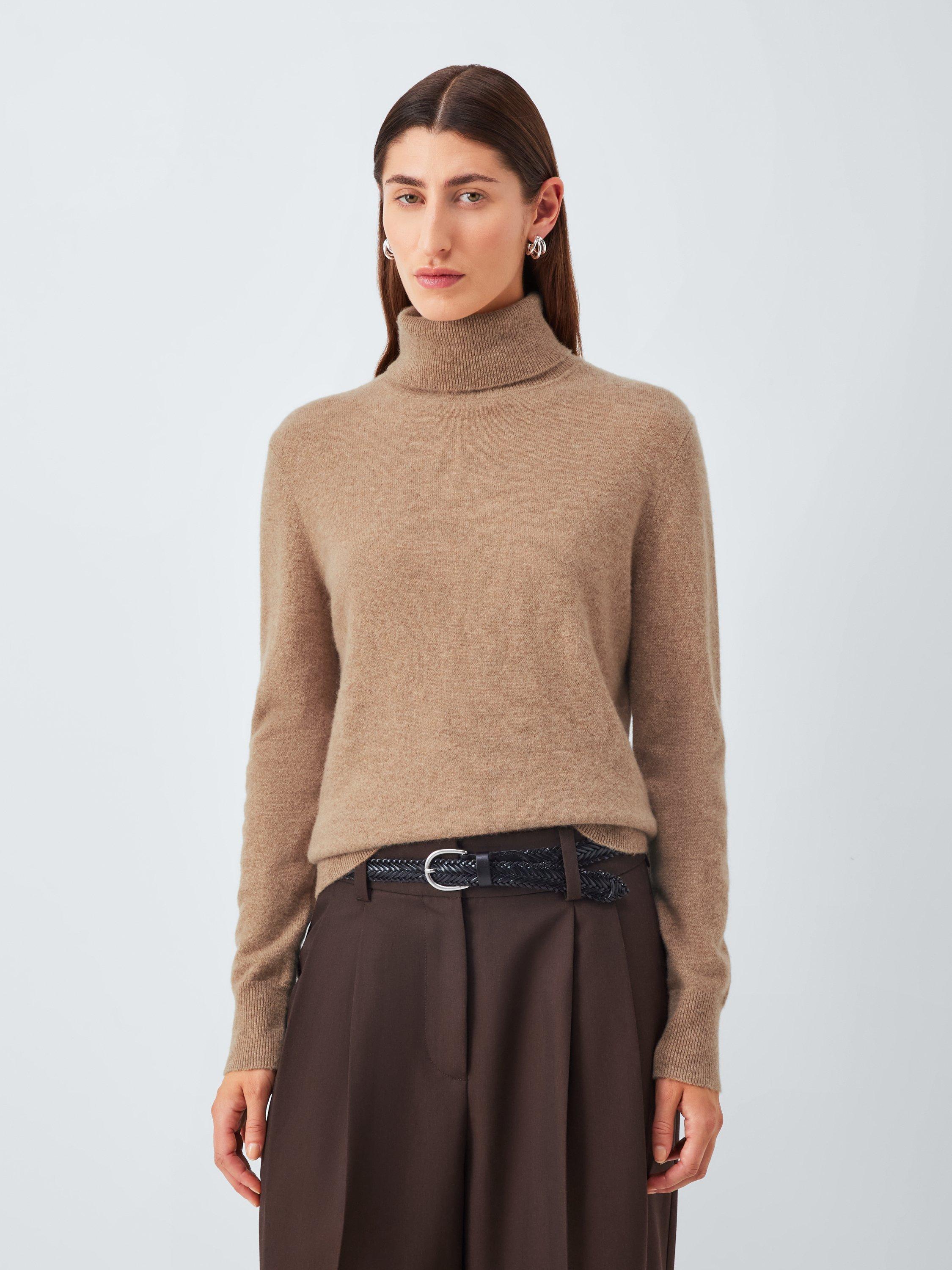 Product image 1 of 7, which shows John Lewis Roll Neck Cashmere Jumper, Camel, 8