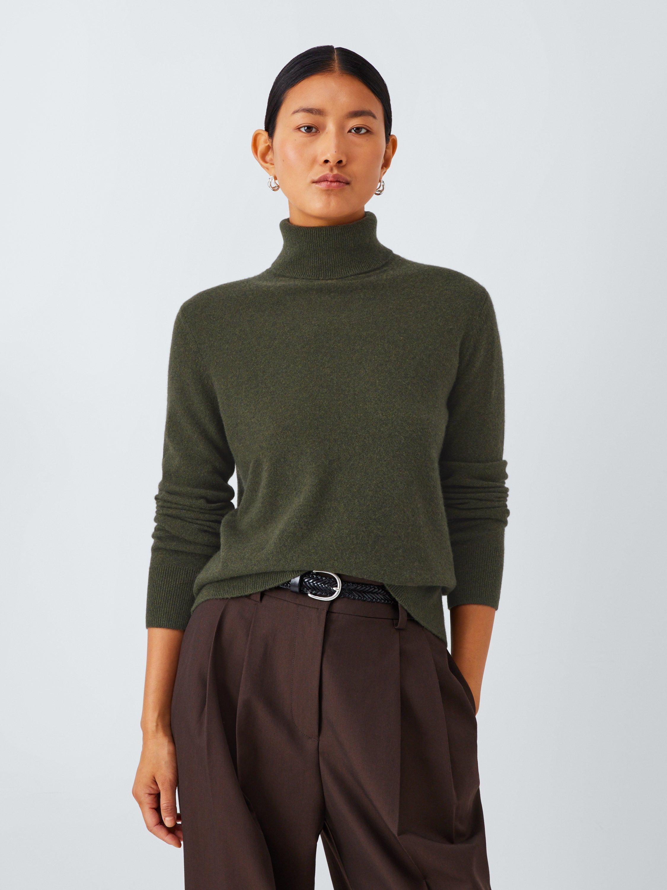 Product image 1 of 7, which shows John Lewis Roll Neck Cashmere Jumper, Khaki, 8