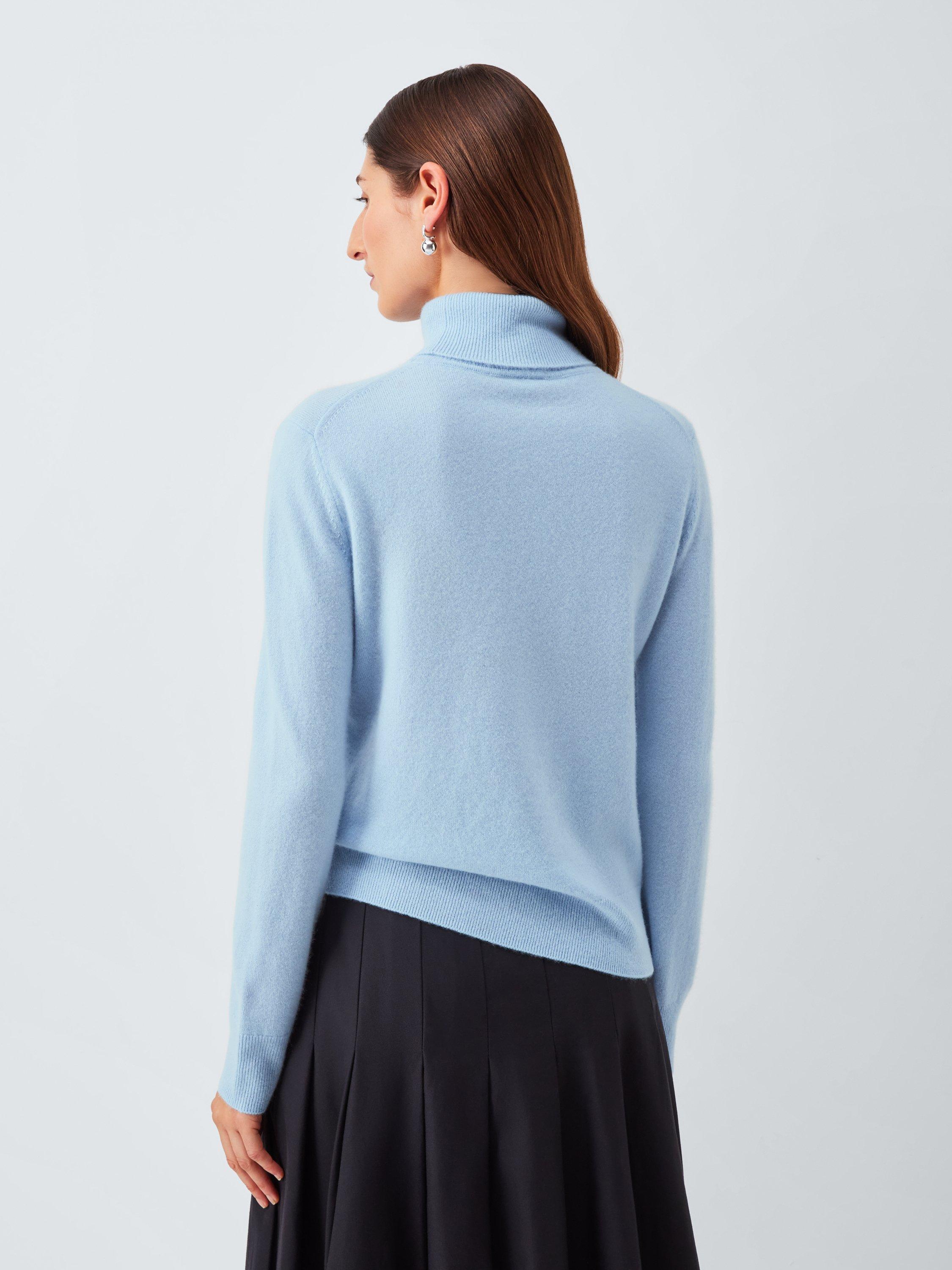 Product image 2 of 7, which shows John Lewis Roll Neck Cashmere Jumper, Light Blue, 14