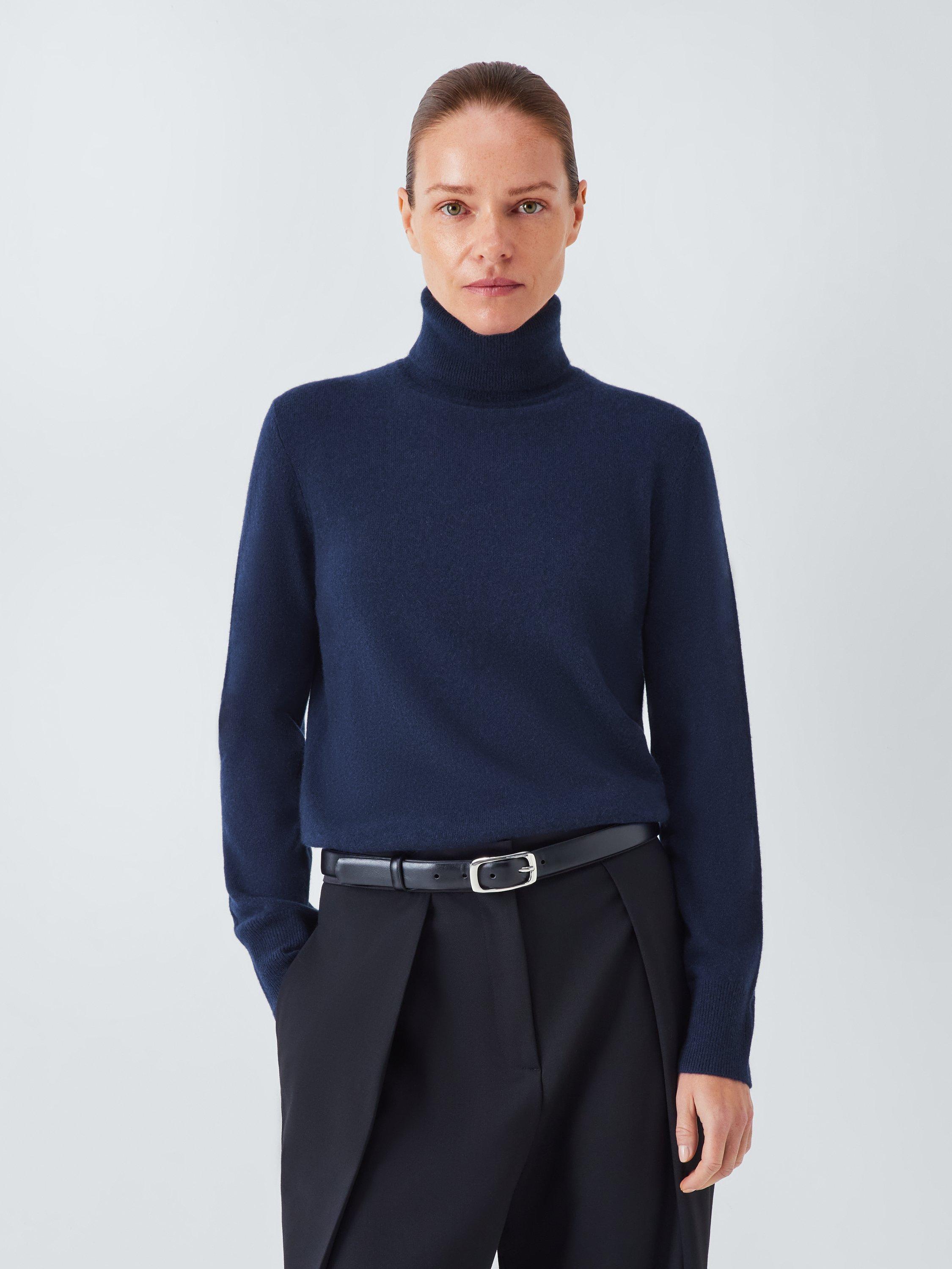 Product image 1 of 7, which shows John Lewis Roll Neck Cashmere Jumper, Navy, 8