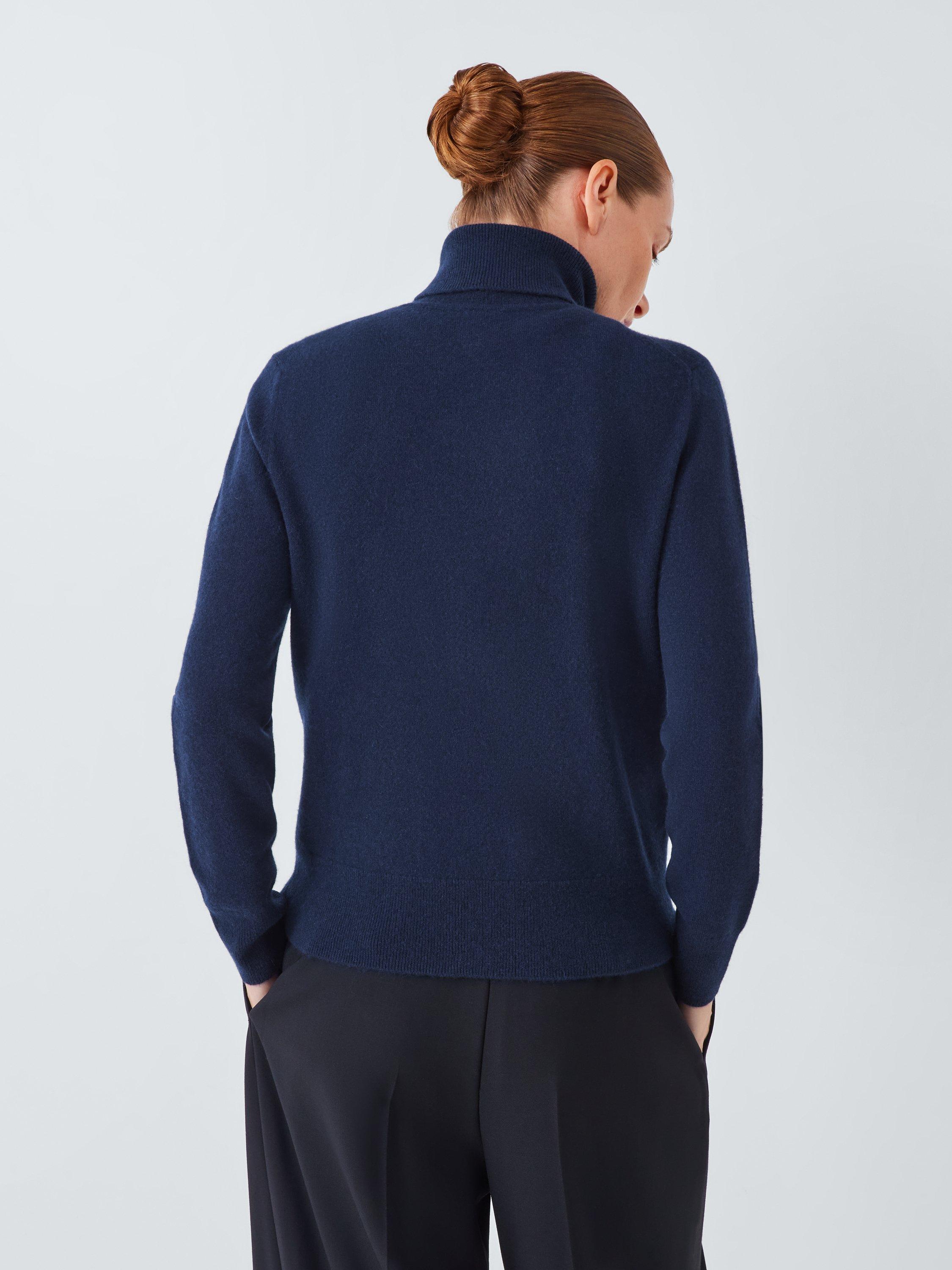 Product image 2 of 7, which shows John Lewis Roll Neck Cashmere Jumper, Navy, 8