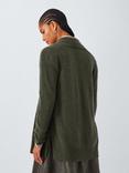 John Lewis Cashmere Edge to Edge Rib Cardigan, Khaki