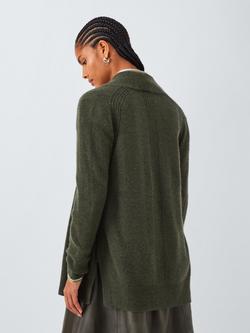 John Lewis Cashmere Edge to Edge Rib Cardigan - view 2, Khaki
