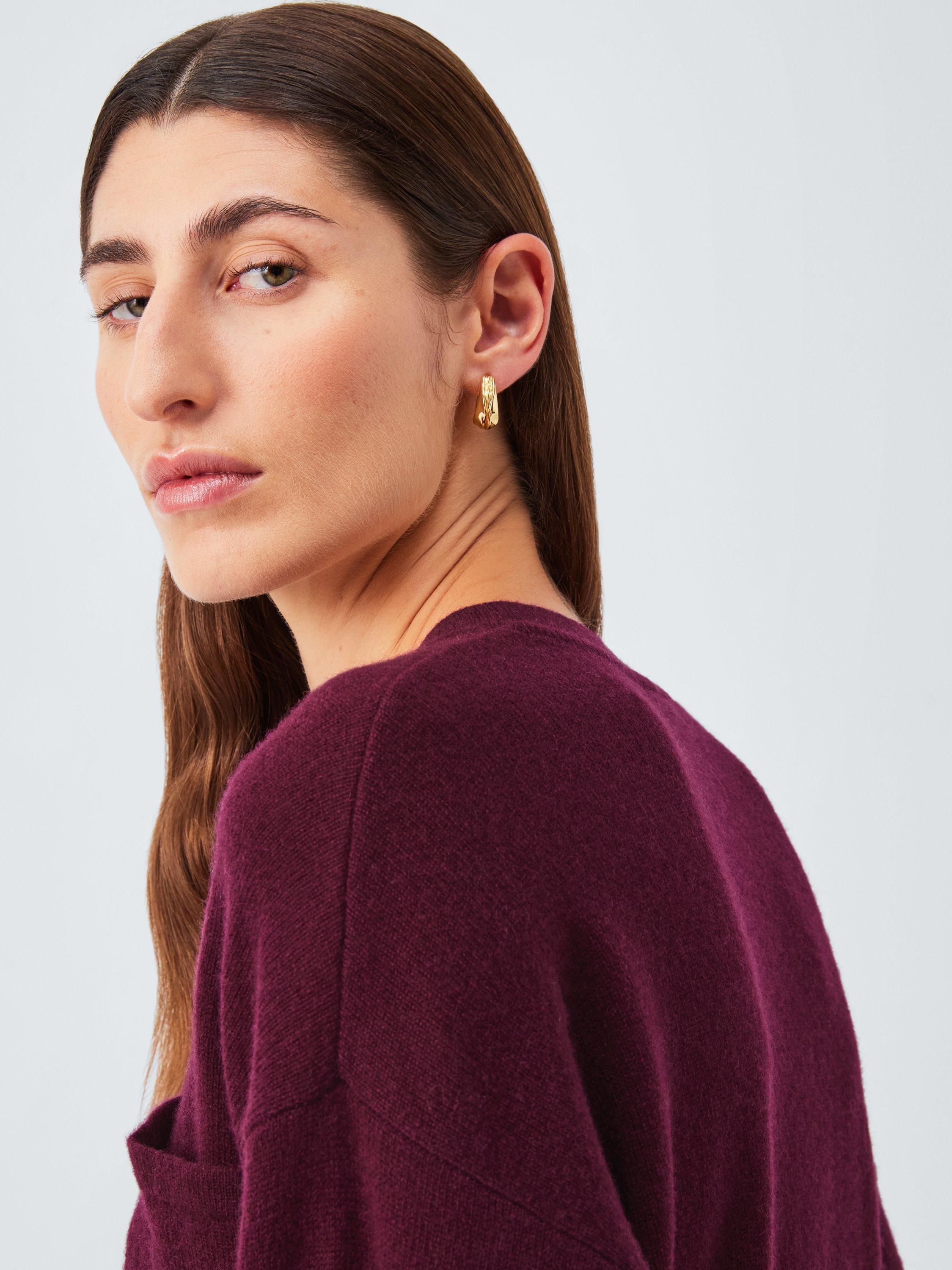 Product image 6 of 7, which shows John Lewis Crew Neck Cashmere Patch Pocket Jumper, Berry, 12