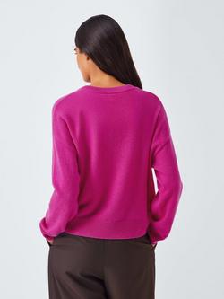 John Lewis Crew Neck Cashmere Patch Pocket Jumper - view 2, Pink