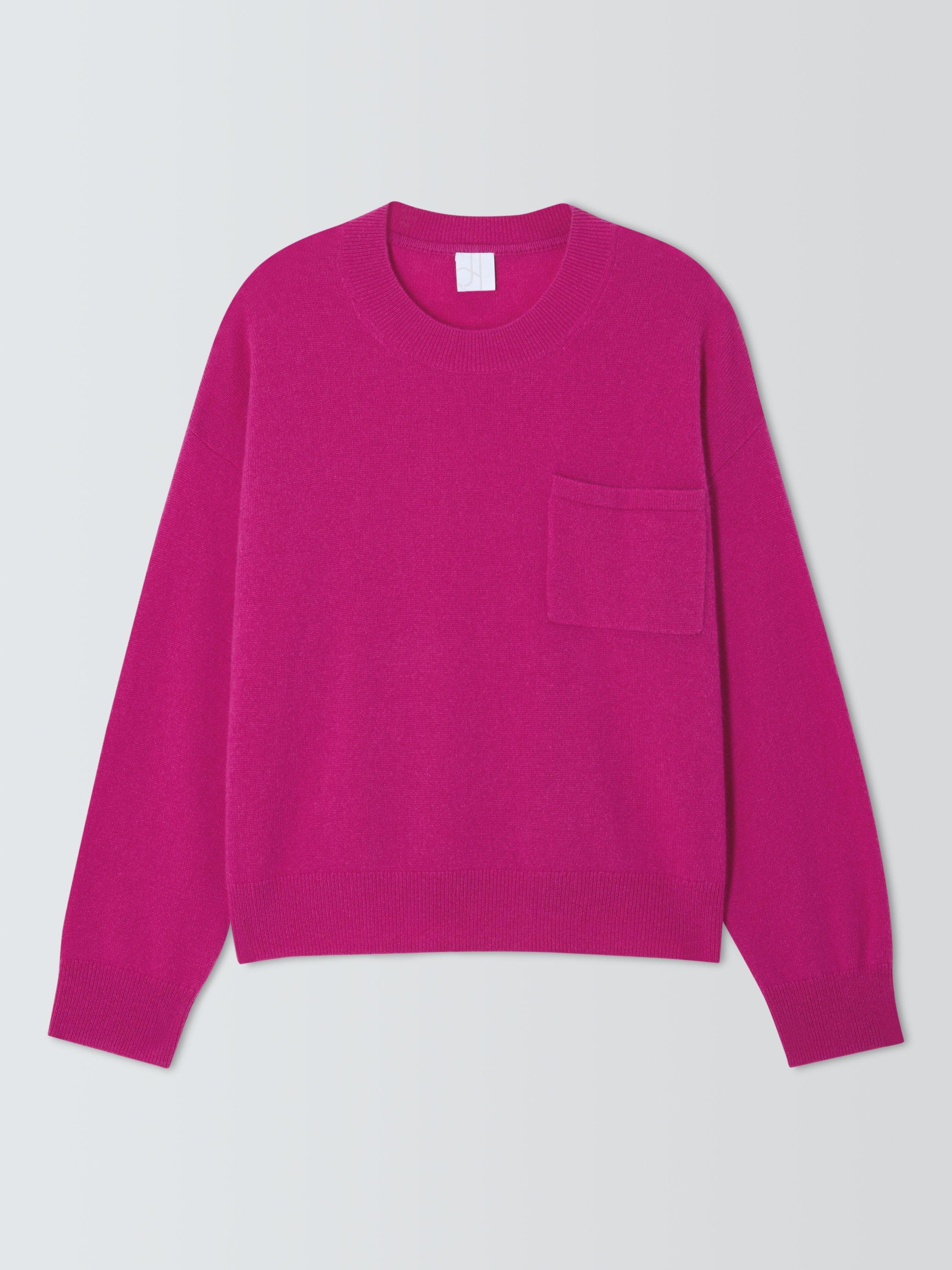 Product image 5 of 7, which shows John Lewis Crew Neck Cashmere Patch Pocket Jumper, Pink, 10