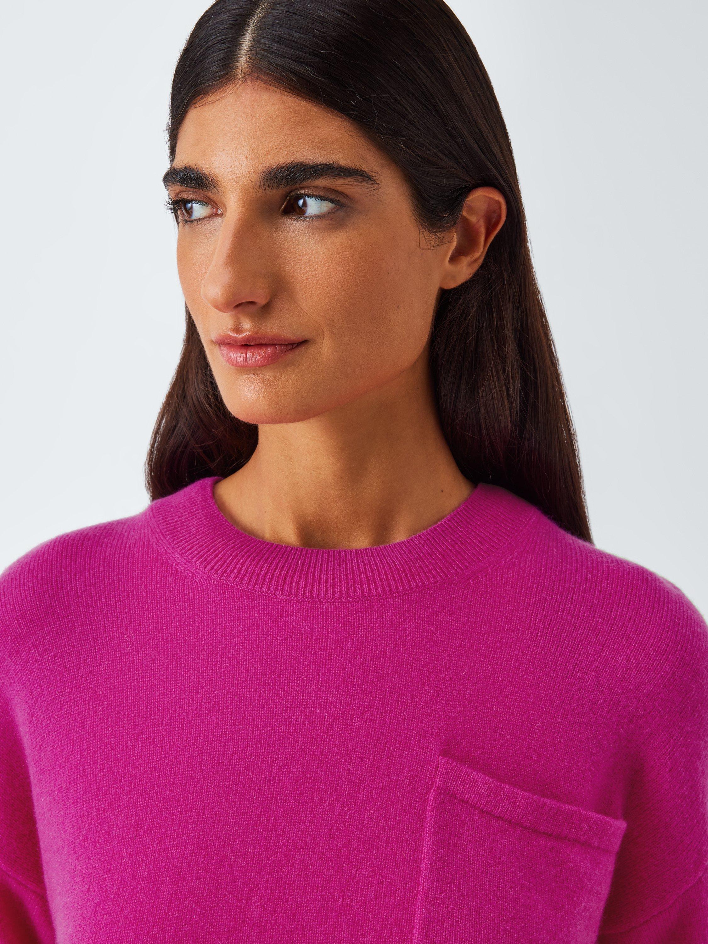 Product image 6 of 7, which shows John Lewis Crew Neck Cashmere Patch Pocket Jumper, Pink, 10