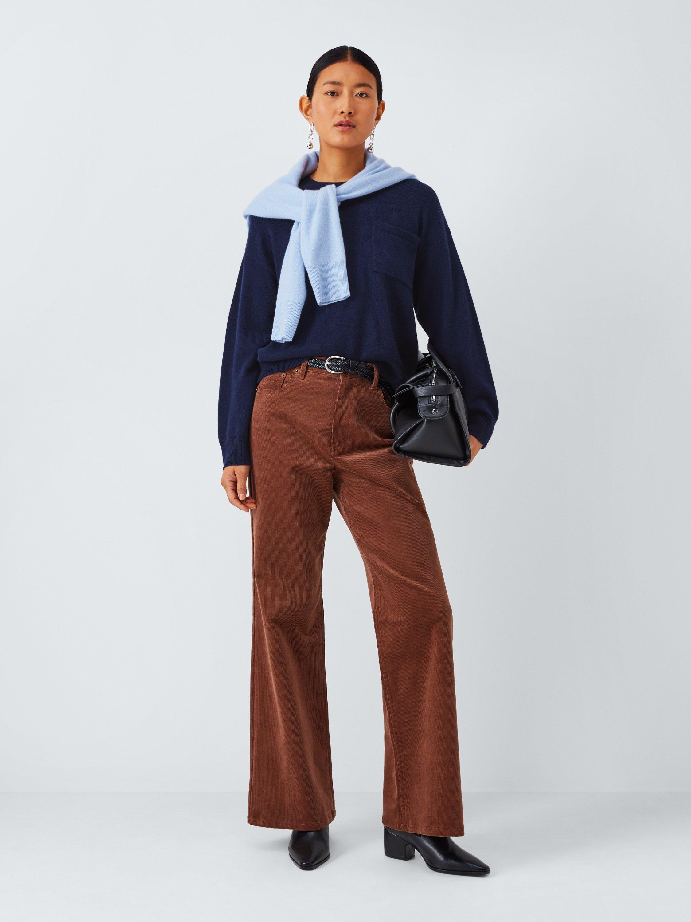 Product image 4 of 7, which shows John Lewis Crew Neck Cashmere Patch Pocket Jumper, Navy, 12