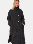 Whistles Alice Longline Quilted Coat, Black