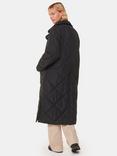 Whistles Alice Longline Quilted Coat, Black