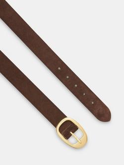 Whistles Suede Belt, Chocolate - view 2, Chocolate