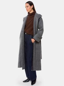 Whistles Cosette Herringbone Wool Blend Coat, Black/Multi - view 2, Black/Multi