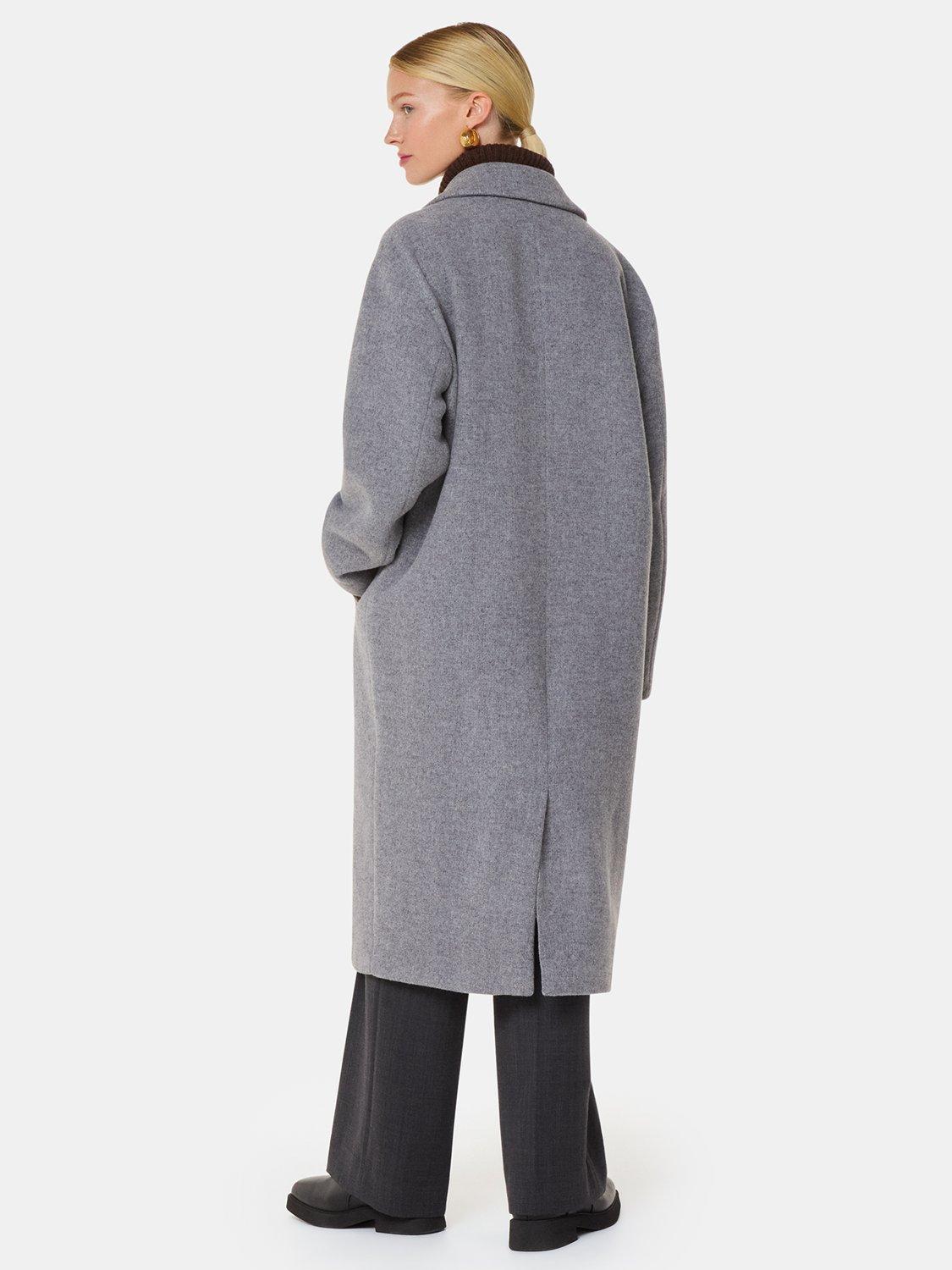 Product image 2 of 5, which shows Whistles Eliza Wool Rich Double Breasted Coat, Grey, M