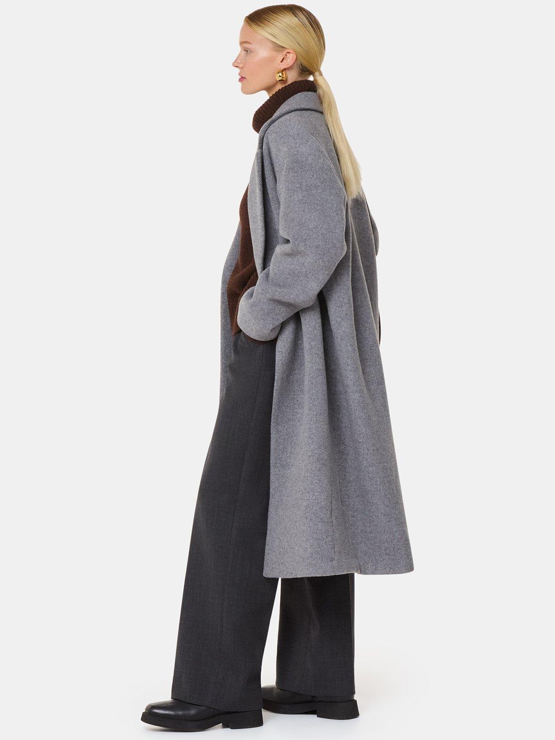 Product image 3 of 5, which shows Whistles Eliza Wool Rich Double Breasted Coat, Grey, M
