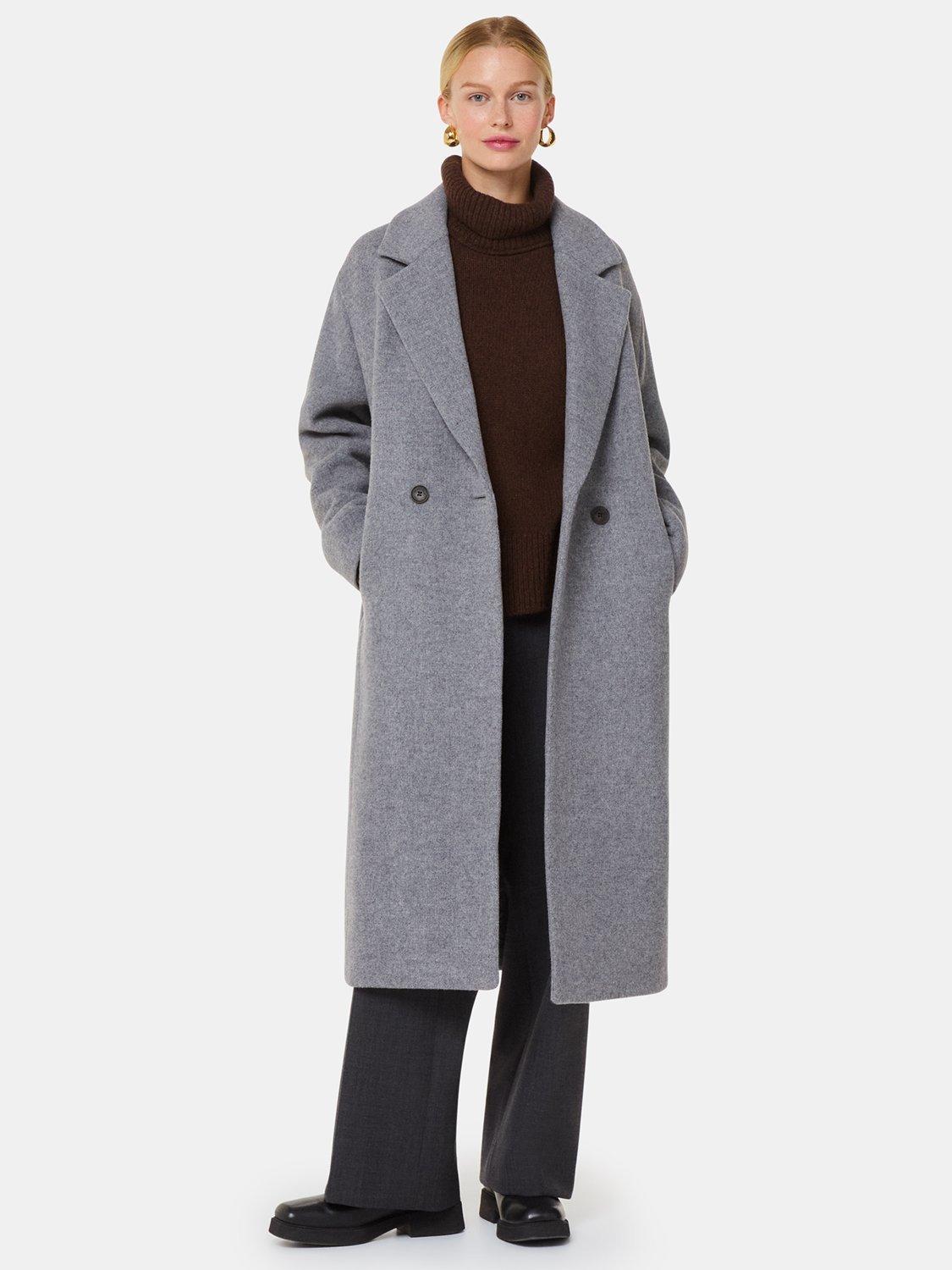 Product image 4 of 5, which shows Whistles Eliza Wool Rich Double Breasted Coat, Grey, M