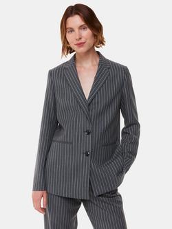 Whistles Isla Pinstripe Wool Blend Blazer, Grey/Multi, Grey/Multi