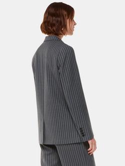 Whistles Isla Pinstripe Wool Blend Blazer, Grey/Multi - view 2, Grey/Multi
