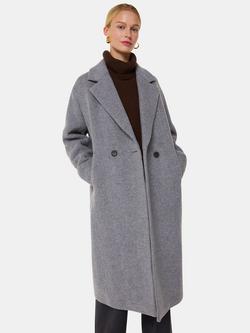 Whistles Petite Eliza Double Breasted Wool Blend Coat, Grey, Grey