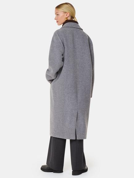 Whistles Petite Eliza Double Breasted Wool Blend Coat, Grey - view 2, Grey