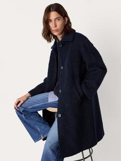 Whistles Romy Boucle Wool Rich Coat, Navy, Navy