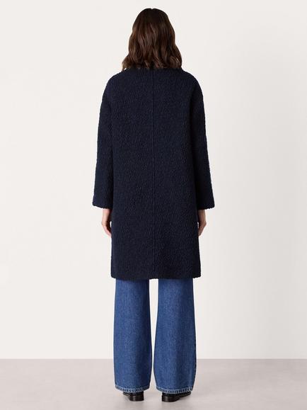 Whistles Romy Boucle Wool Rich Coat, Navy - view 2, Navy