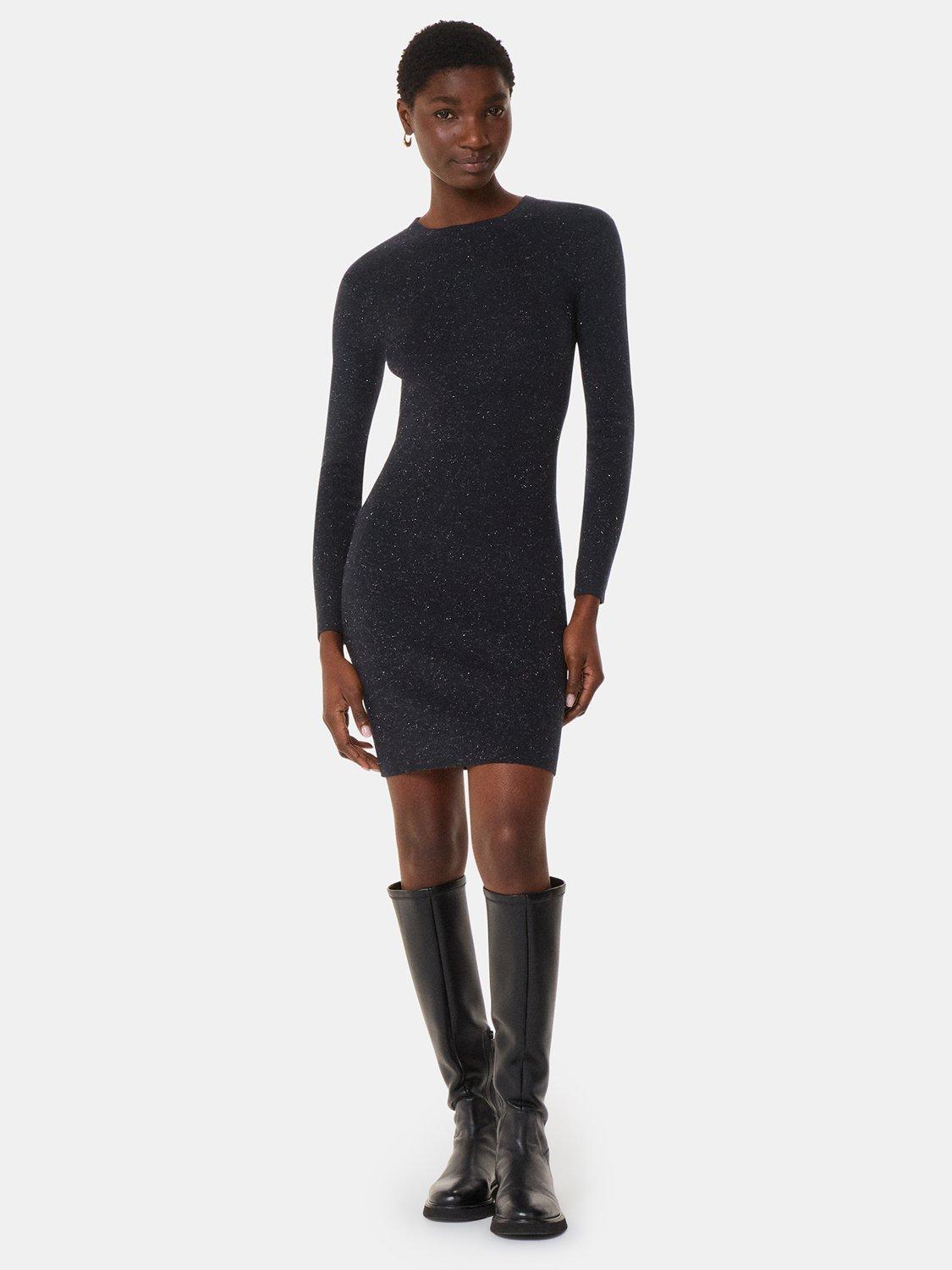 Product image 1 of 5, which shows Whistles Annie Sparkle Mini Dress, Black, 6
