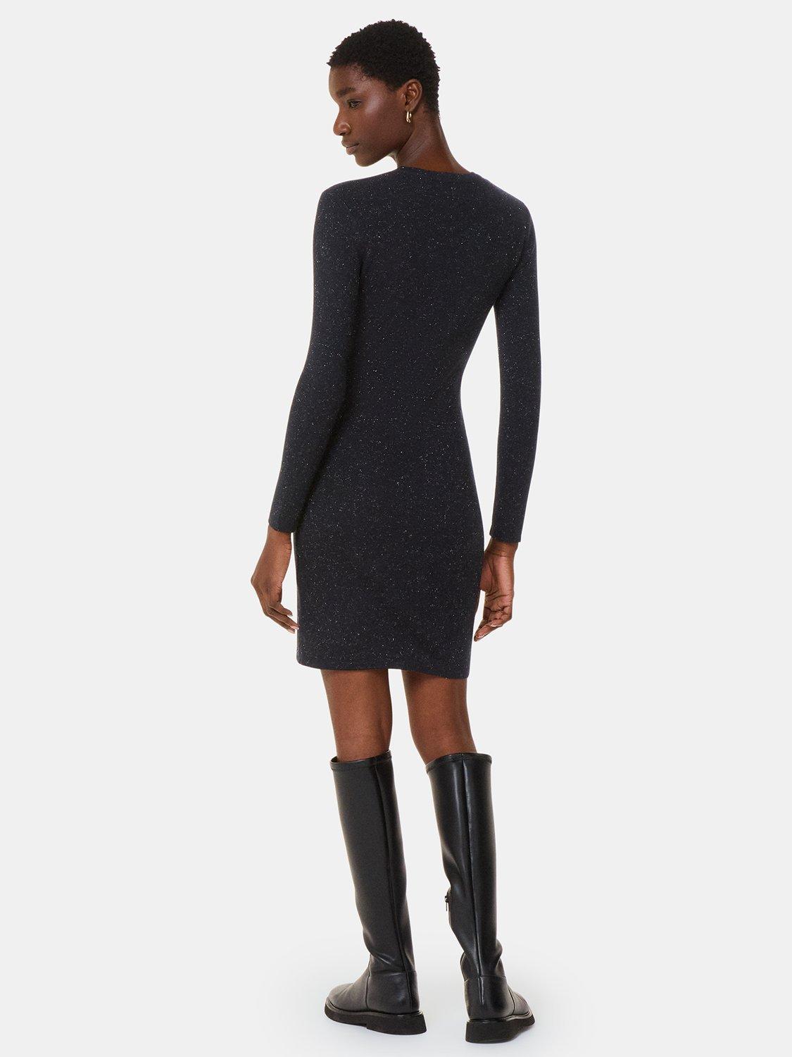 Product image 2 of 5, which shows Whistles Annie Sparkle Mini Dress, Black, 6